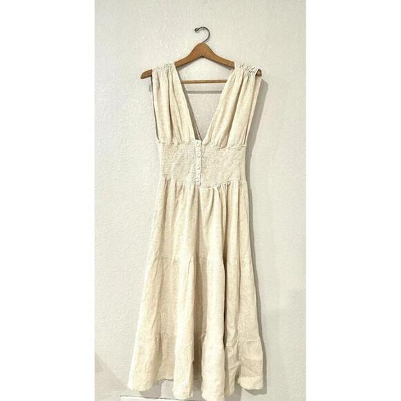 ASOS Design Beige V Neck Flowy Boho Dress Women's Size US8 - Picture 1 of 15